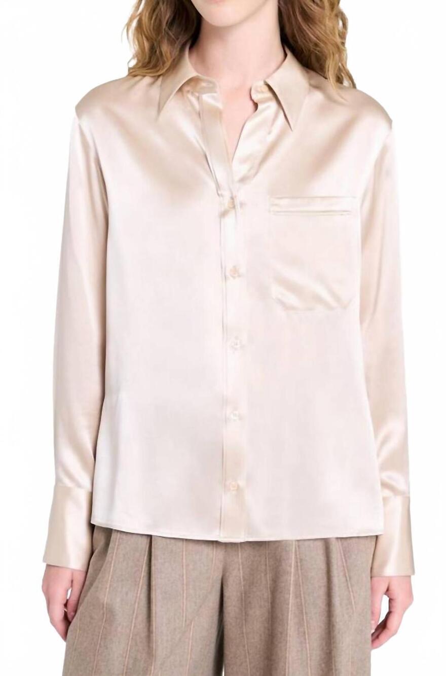 NEW TWP joey silk button-front shirt in champagne